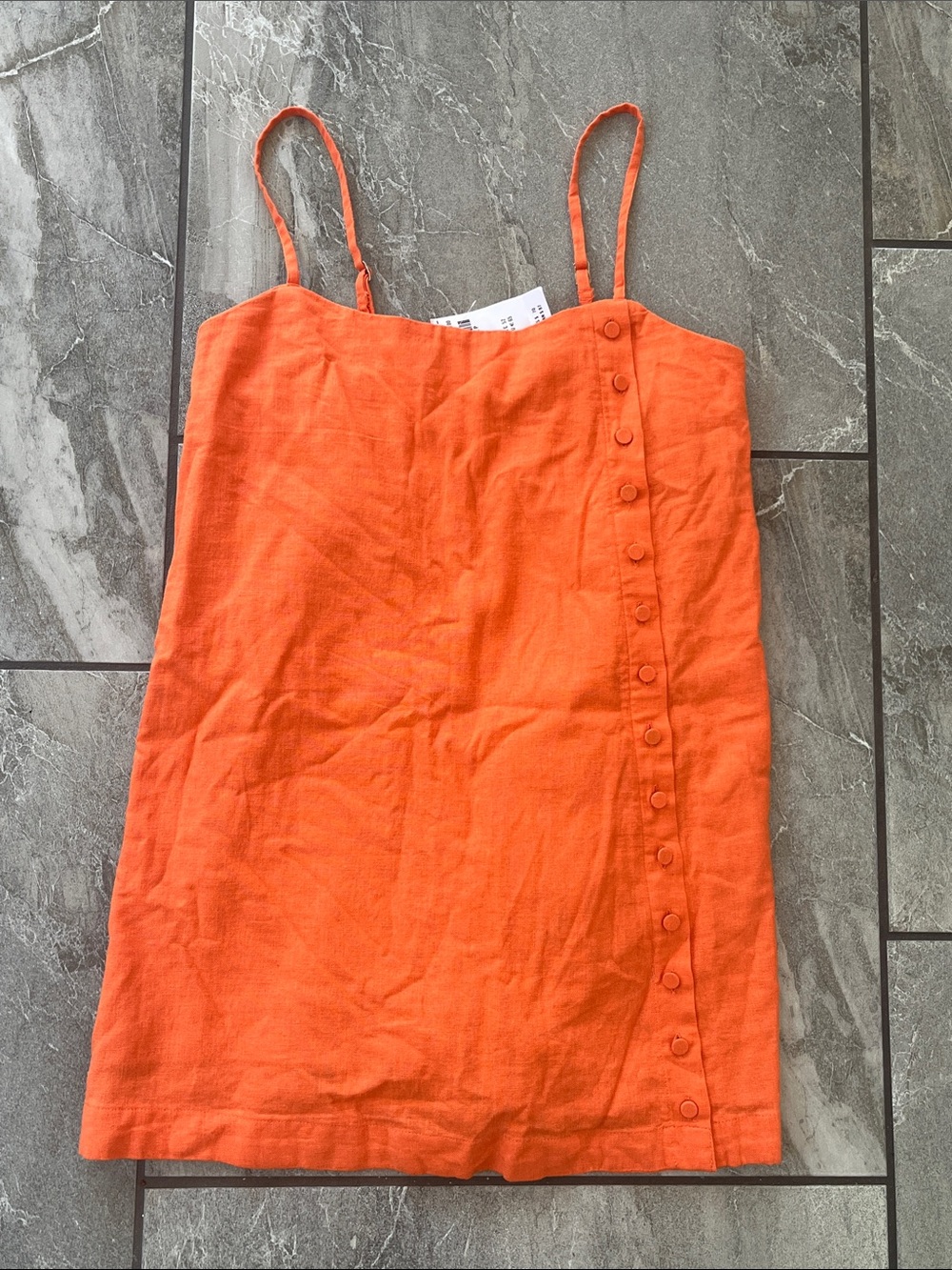 🧡 NWT Abercrombie & Fitch Mini Dress Shorts Under Size XSP Orange Linen Cotton